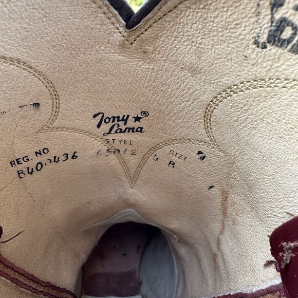 Vintage Tony Lama Roper Boots Womens Size 4.5 B Red Taylor Swift Rodeo Workwear - Picture 10 of 12